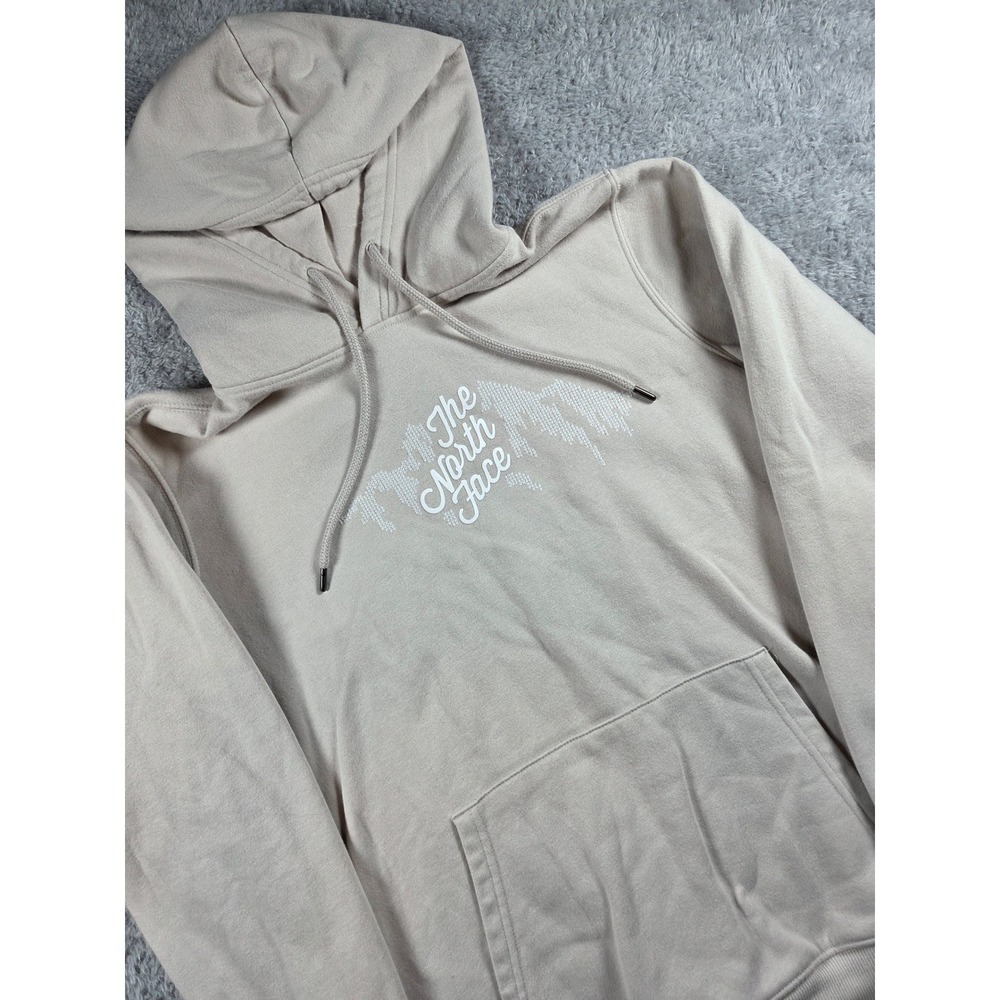 The North Face Hoodie Large Beige Womens Graphic Logo Pullover Sweatshirt